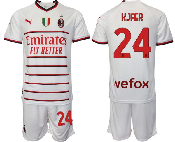 KJAER #24 Billiga Fotbollströjor AC Milan Bortatröja Herr 2023 Kortärmad + Korta byxor Fotbollströja Set