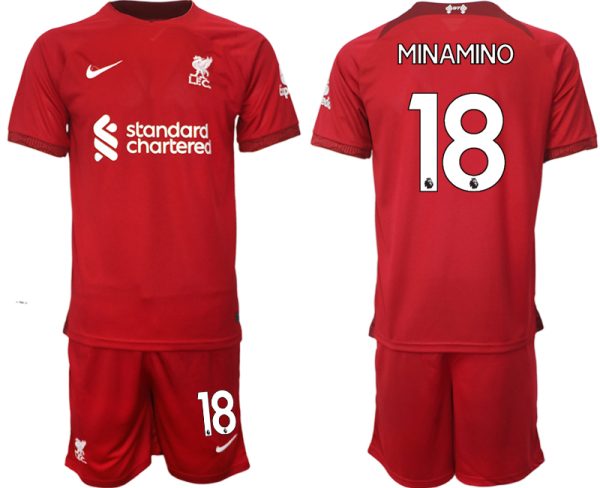 Billiga Fotbollströjor Liverpool Hemmatröja Herr 2023 Kortärmad + Korta byxor MINAMINO 18