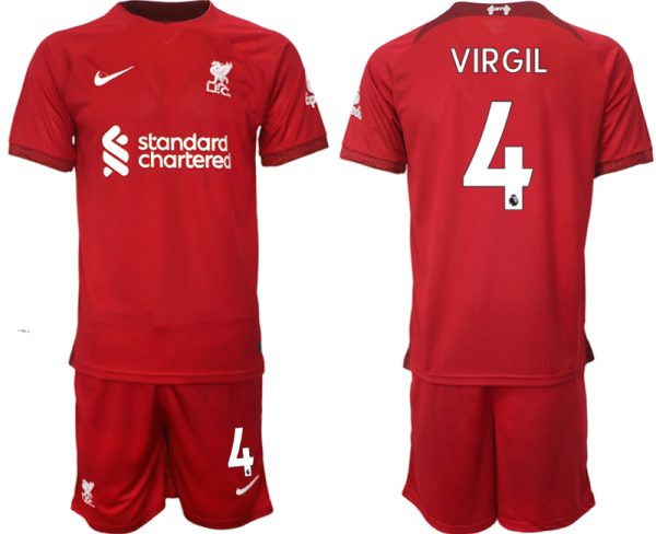 Billiga Fotbollströjor Liverpool Hemmatröja Herr 2023 Kortärmad + Korta byxor VIRGIL 4