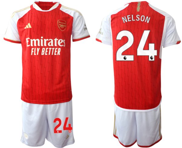 Billiga Fotbollströjor Herr Arsenal Hemmatröja 2023-24 Röd Vit fotbollströja set Reiss Nelson 24