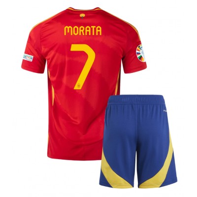 Billiga Fotbollströjor Barn Spanien Hemmatröja EM 2024 Alvaro Morata 7