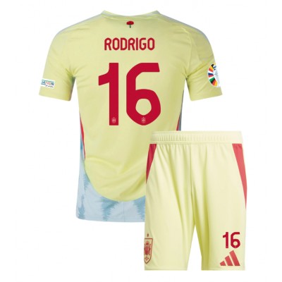 Spanien Bortatröja EM 2024 Fotbollströja Kit för Barn Rodri Hernandez 16
