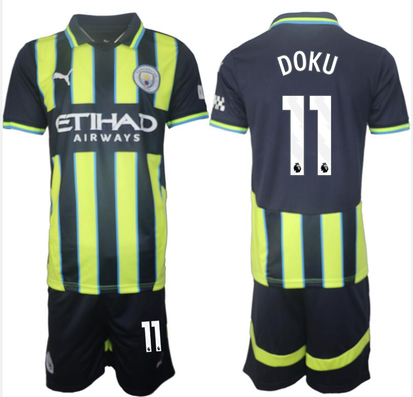 Manchester City Matchtröja Borta 2024-2025 Fotbollströjor Custom Jeremy Doku 11