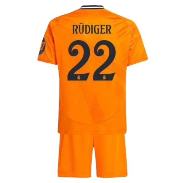 Real Madrid Barn Bortatröja 2024-25 Orange Fotbollströja med namn Antonio Rudiger 22