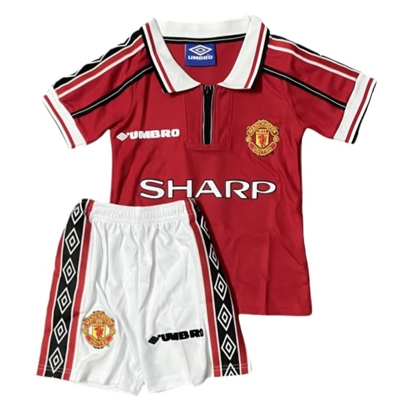 Barn Manchester United Hemmatröja Retro 1998-1999 Kortärmad (+ Korta byxor)