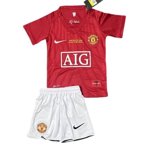 Barn Manchester United Hemmatröja Retro 2007-2008 Kortärmad (+ Korta byxor)