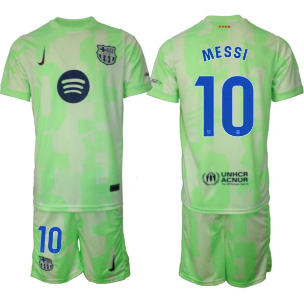 Billiga Fotbollströjor FC Barcelona Tredjetröja 2024/25 Fotbollströja Set Lionel Messi 10