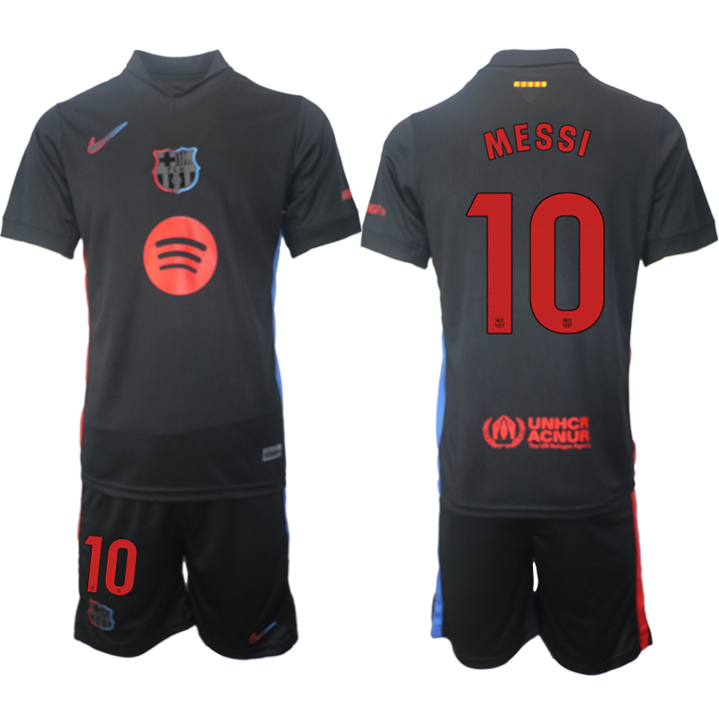 Billiga Fotbollströjor Herr FC Barcelona Bortatröja 2024/25 Fotbollströja Set Lionel Messi 10