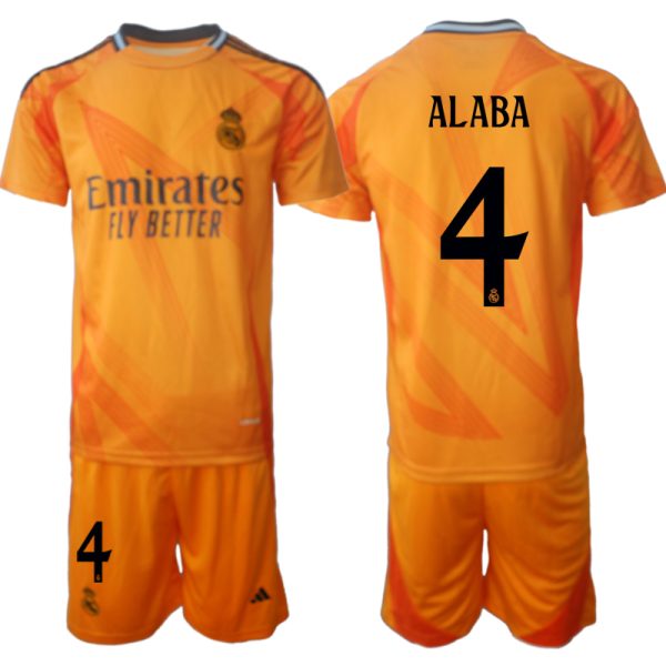 Billiga Fotbollströjor Real Madrid Bortatröja 2024-25 Orange fotbollströja set David Alaba 4