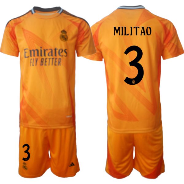 Billiga Fotbollströjor Real Madrid Bortatröja 2024-25 Orange fotbollströja set Eder Militao 3