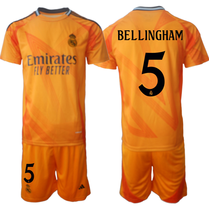 Billiga Fotbollströjor Real Madrid Bortatröja 2024-25 Orange fotbollströja set Jude Bellingham 5