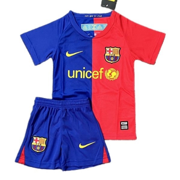 Fotbollströja Billig FC Barcelona Hemmatröja Barn Retro 2008-2009 Kortärmad + Korta byxor