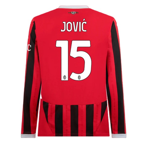 Fotbollströjor Billigt AC Milan Hemmatröja 2024/25 Luka Jović 15 Långärmad