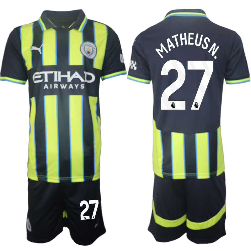 Fotbollströjor Billigt Manchester City Bortatröja 2024/25 Kortärmad (+ Korta byxor) Matheus Nunes 27