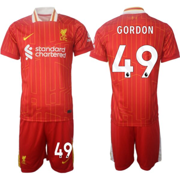 köpa Liverpool röd Hemmatröja 2024/25 tröja set Kaide Gordon 49