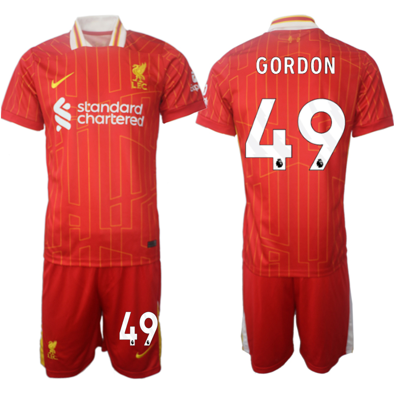 köpa Liverpool röd Hemmatröja 2024/25 tröja set Kaide Gordon 49