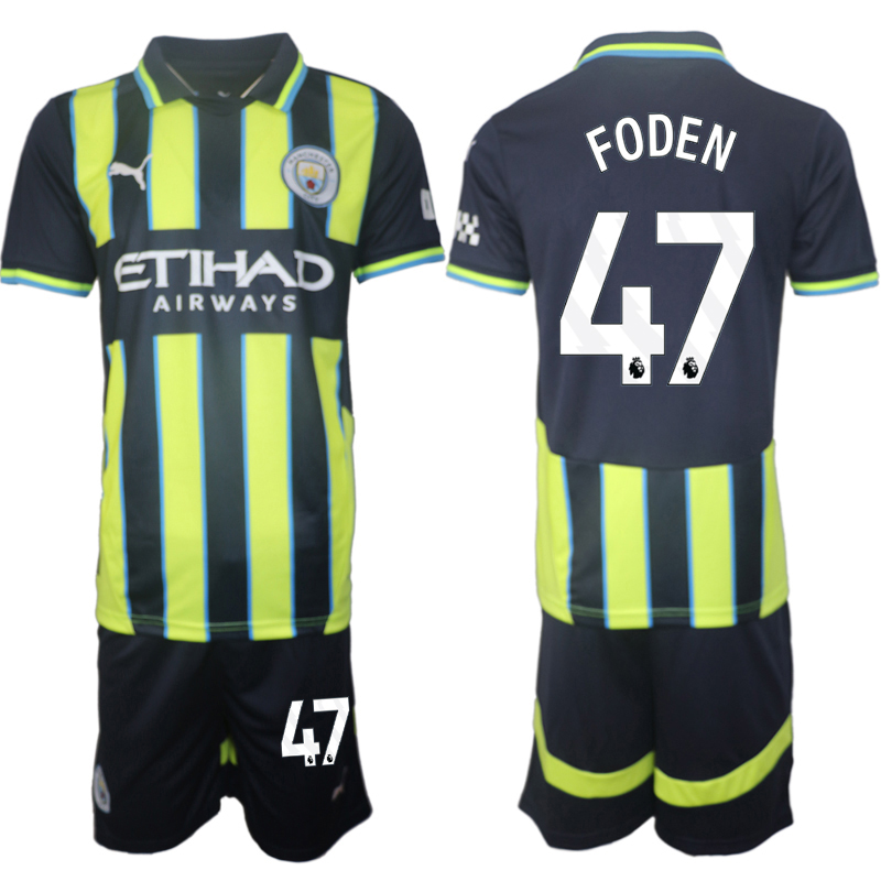 Köpa Manchester City Bortatröja 2024/25 Fotbollströja med namn Phil Foden 47 fotbollströja set