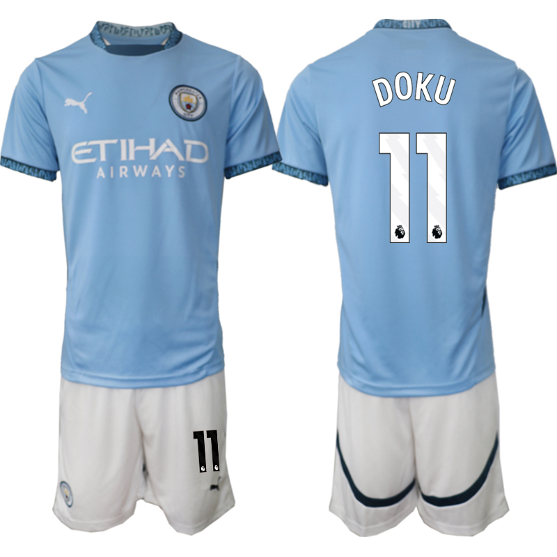 Köpa Manchester City Hemmatröja 2024/25 Kortärmad (+ Korta byxor) Jeremy Doku 11