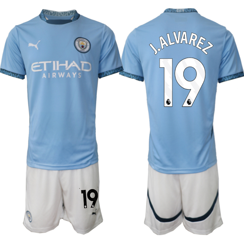 Köpa Manchester City Hemmatröja 2024/25 Kortärmad (+ Korta byxor) Julian Alvarez 19