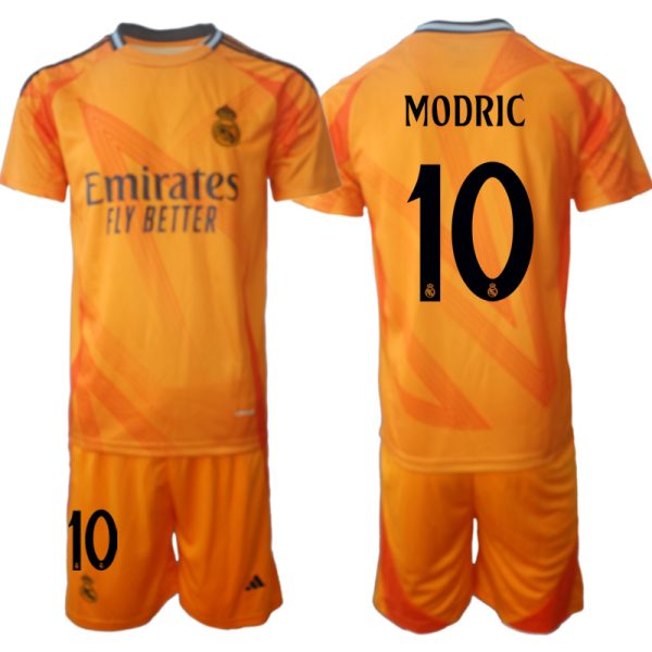 Köpa Real Madrid Bortatröja 2024-25 Orange fotbollströja set Luka Modric 10