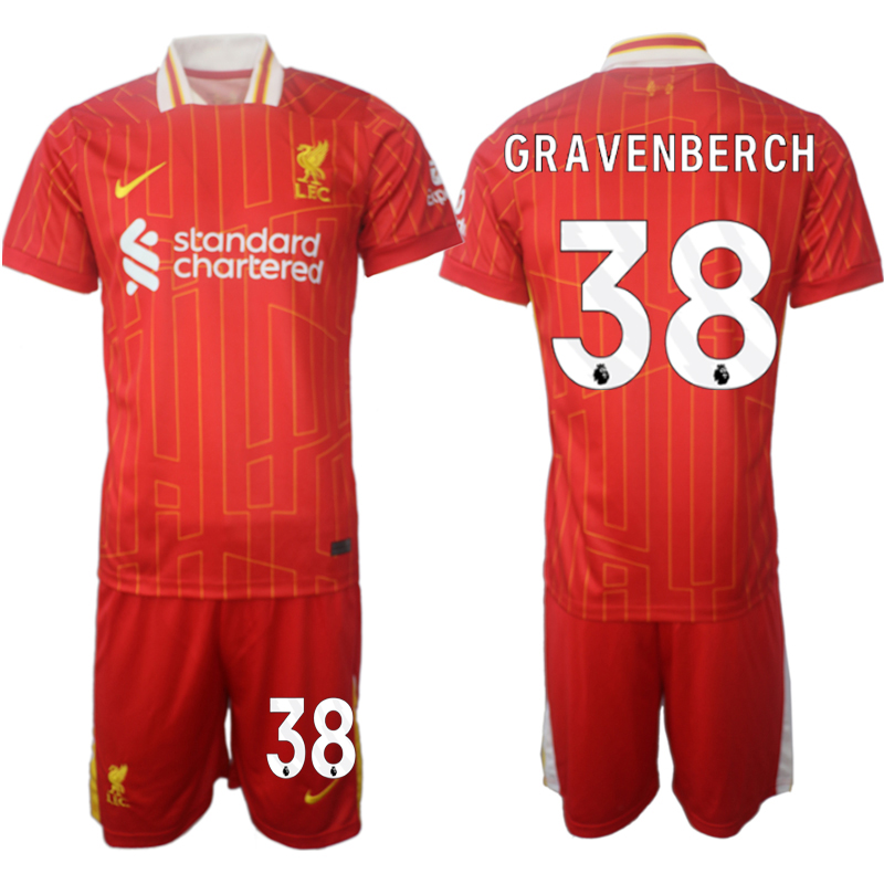 Liverpool röd Hemmatröja 2024/25 fotbollströja set GRAVENBERCH 38