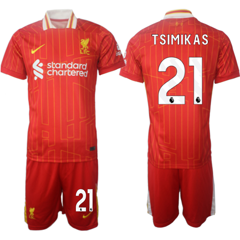 Liverpool röd Hemmatröja 2024/25 fotbollströja set Kostas Tsimikas 21