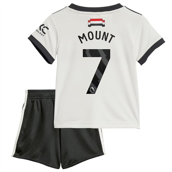 Manchester United Tredjetröja 2024/25 Fotbollströjor barn med tryck Mason Mount 7 Kortärmad shorts