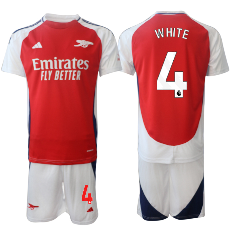 Arsenal Hemmatröja 2024/25 Kortärmad (+ Korta byxor) Fotbollströja med namn Ben White 4