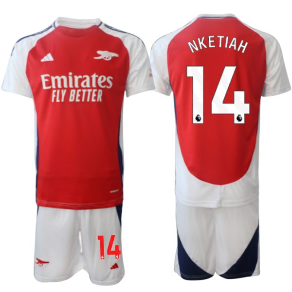 Arsenal Hemmatröja 2024/25 Kortärmad (+ Korta byxor) Fotbollströja med namn Eddie Nketiah 14