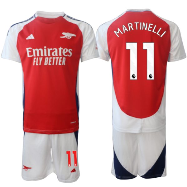 Arsenal Hemmatröja 2024/25 Kortärmad (+ Korta byxor) Fotbollströja med namn Gabriel Martinelli 11