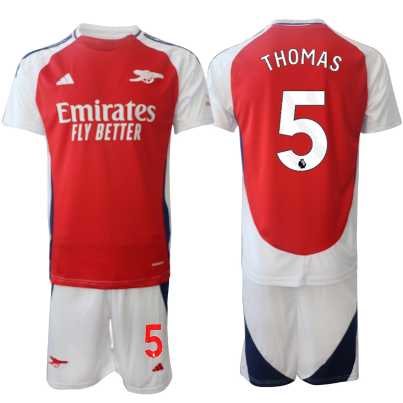 Arsenal Hemmatröja 2024/25 Kortärmad (+ Korta byxor) Fotbollströja med namn Thomas Partey 5