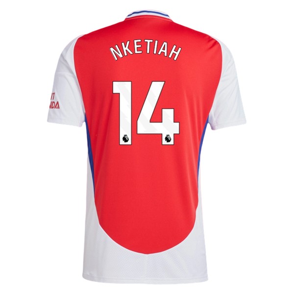 Arsenal Hemmatröja 2024/25 Röd Kortärmad Fotbollströjor med tryck Eddie Nketiah 14