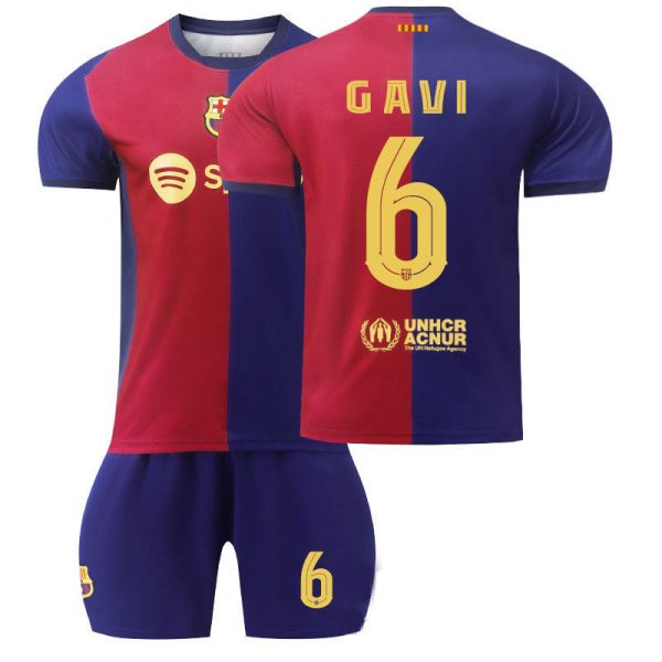 Billiga Fotbollströjor Barn FC Barcelona Hemmatröja 2024/25 fotbollströja set Gavi 6