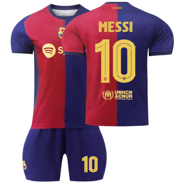 Billiga Fotbollströjor Barn FC Barcelona Hemmatröja 2024/25 fotbollströja set Lionel Messi 10