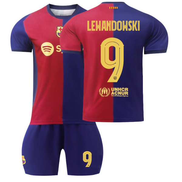 Billiga Fotbollströjor Barn FC Barcelona Hemmatröja 2024/25 fotbollströja set Robert Lewandowski 9