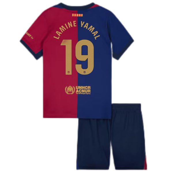 Billiga Fotbollströjor Barn FC Barcelona Hemmatröja 2024/25 Kortärmad shorts Lamine Yamal 19