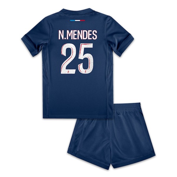 Billiga Fotbollströjor Barn Paris Saint-Germain Hemmatröja 2024/25 fotbollströja set Nuno Mendes 25