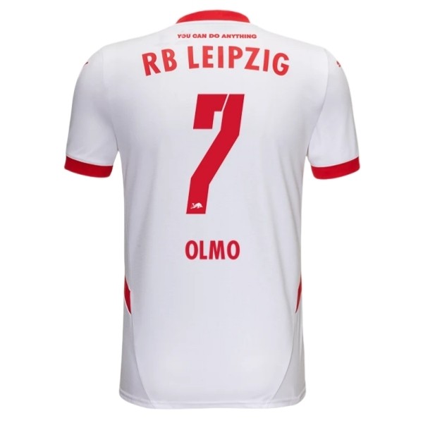 Billiga Fotbollströjor Herr RB Leipzig Hemmatröja 2024/25 vit röd Kortärmad Dani Olmo 7