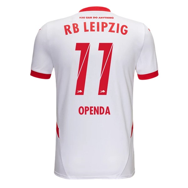 Billiga Fotbollströjor Herr RB Leipzig Hemmatröja 2024/25 vit röd Kortärmad Openda 11