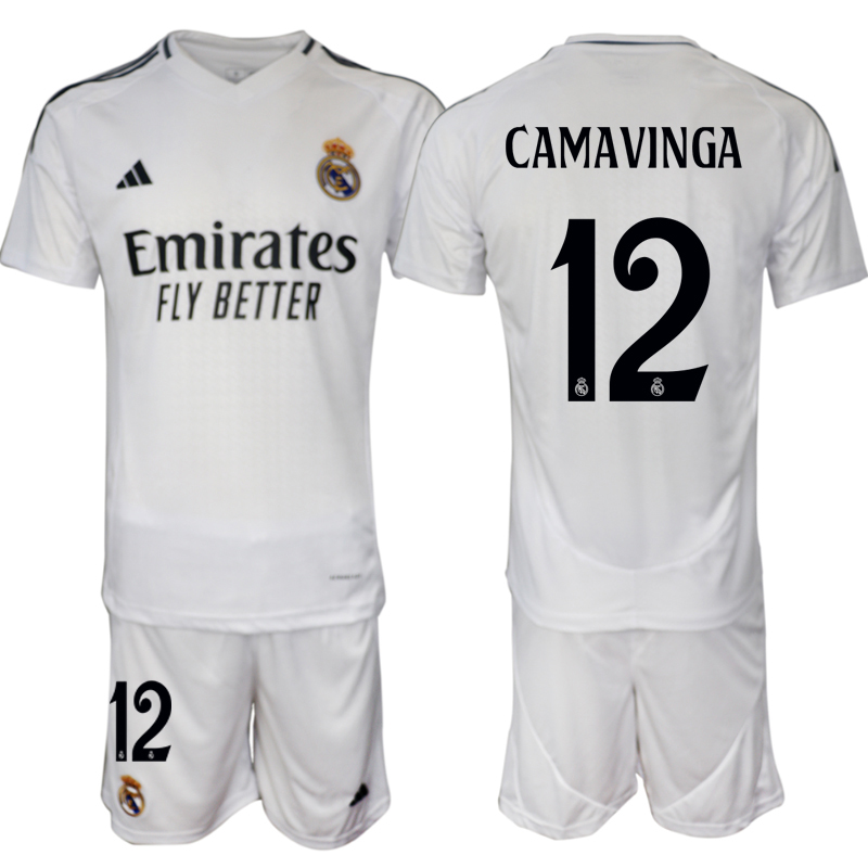 Billiga Fotbollströjor Herr Real Madrid Hemmatröja 2024/25 tröja set Eduardo Camavinga 12