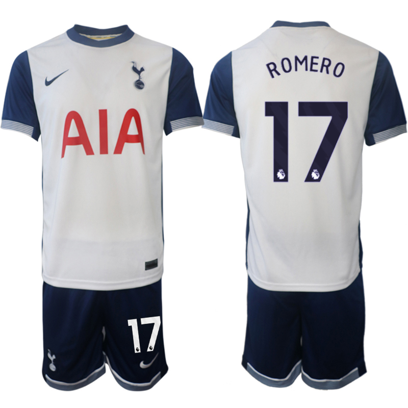 Billiga Fotbollströjor Tottenham Hotspur Hemmatröja 2024/25 Kortärmad (+ Korta byxor) Cristian Romero 17