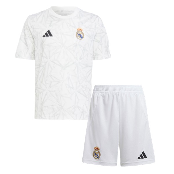 Fotbollskläder Barn Real Madrid Hemmatröja Pre-Match 2024/25 Kortärmad (+ Korta byxor)