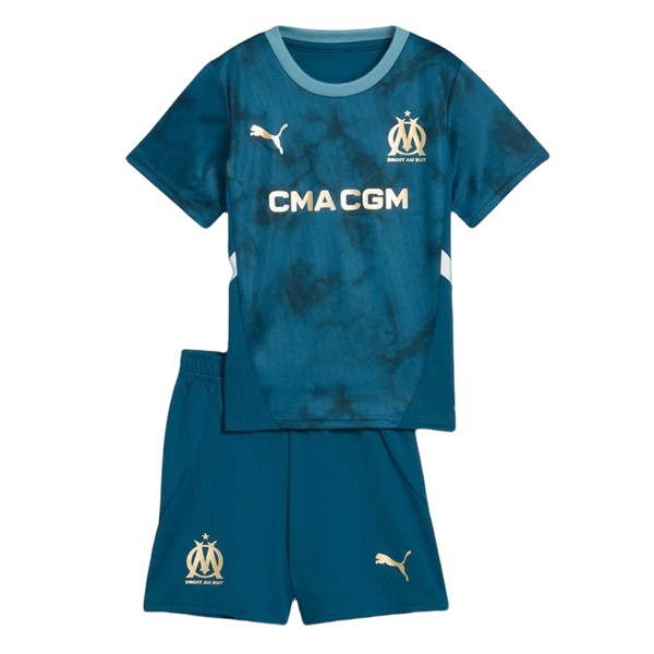 Fotbollsset Barn Olympique de Marseille Bortatröja 2024/25 Kortärmad (+ Korta byxor)