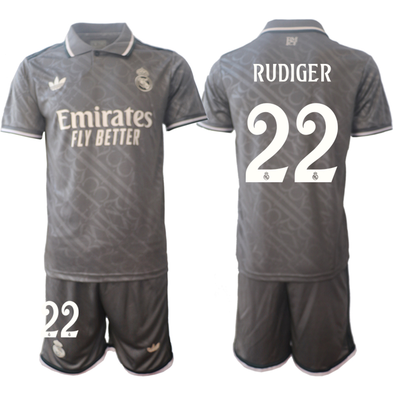 Fotbollströjor Billigt Herr Real Madrid Tredjetröja 2024/25 Kortärmad shorts Antonio Rudiger 22