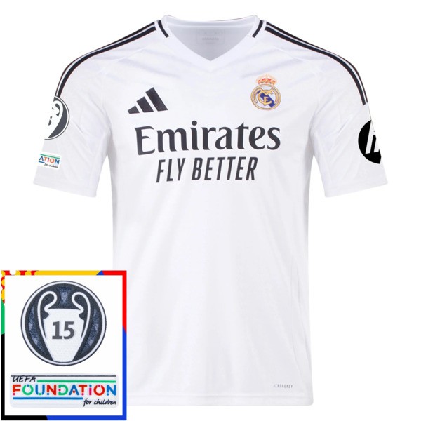 Köpa Billiga Fotbollströjor Real Madrid Hemmatröja 15th Champions League With Patch 2024/25 Kortärmad