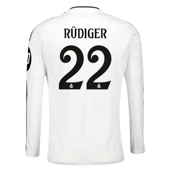 Matchtröjor Fotboll Herr Real Madrid Hemmatröja 2024/25 Långärmad Antonio Rudiger 22