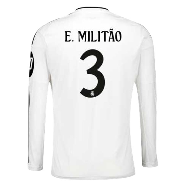 Matchtröjor Fotboll Herr Real Madrid Hemmatröja 2024/25 Långärmad Eder Militao 3