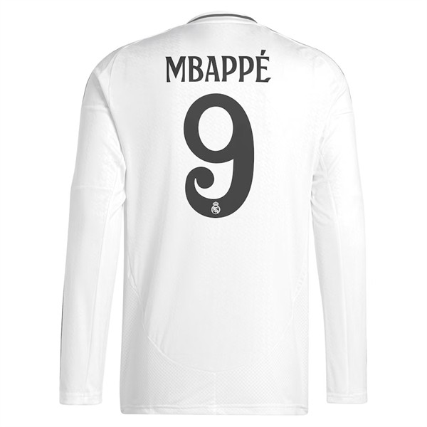 Matchtröjor Fotboll Herr Real Madrid Hemmatröja 2024/25 Långärmad Kylian Mbappé 9