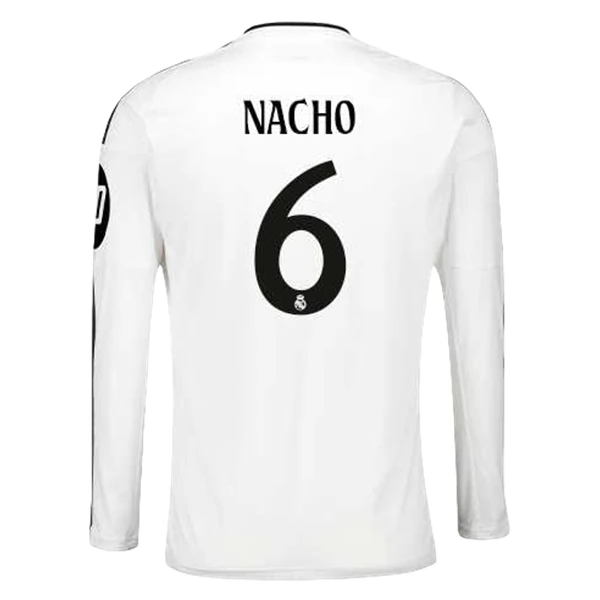 Matchtröjor Fotboll Herr Real Madrid Hemmatröja 2024/25 Långärmad Nacho 6