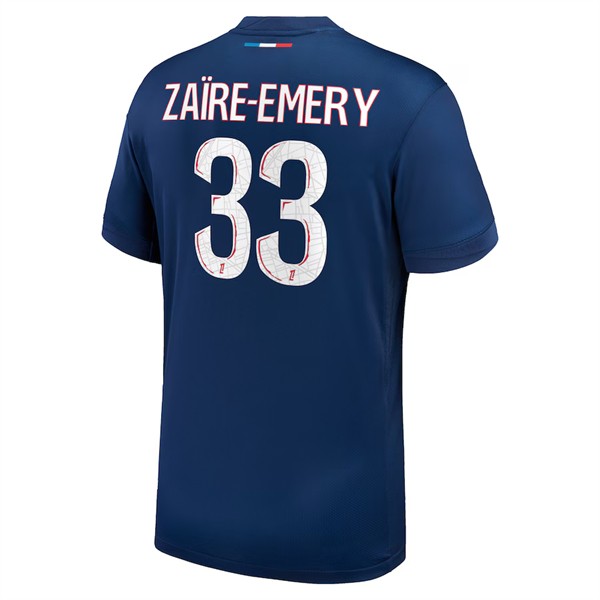 Paris Saint-Germain Hemmatröja 2024/25 Kortärmad Fotbollströja med namn Warren Zaire-Emery 33